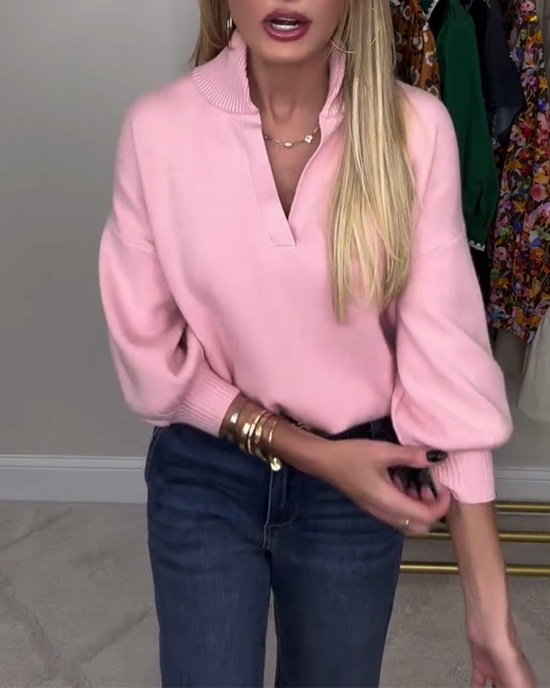 Trui V-Hals Modieus Lange Mouwen