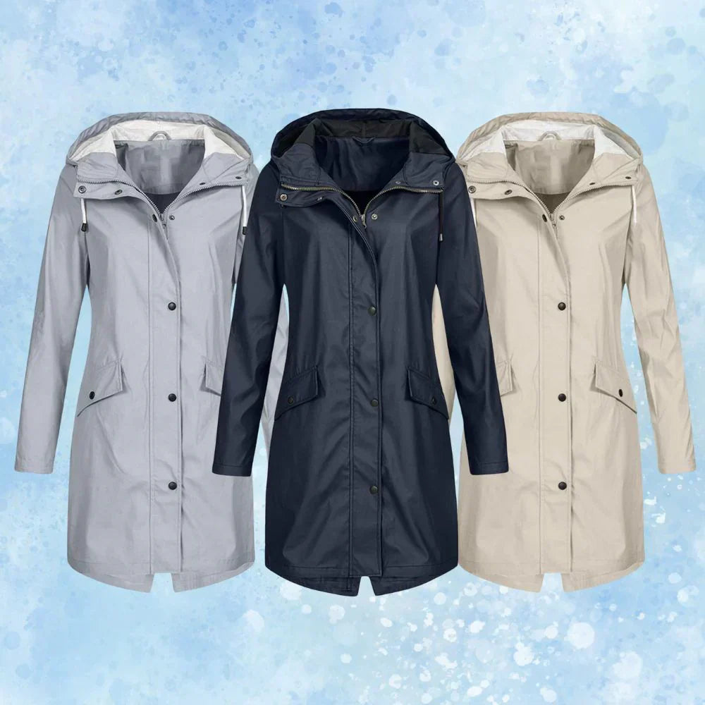 Dames waterdichte regenjas - stijlvolle lange buitenjas