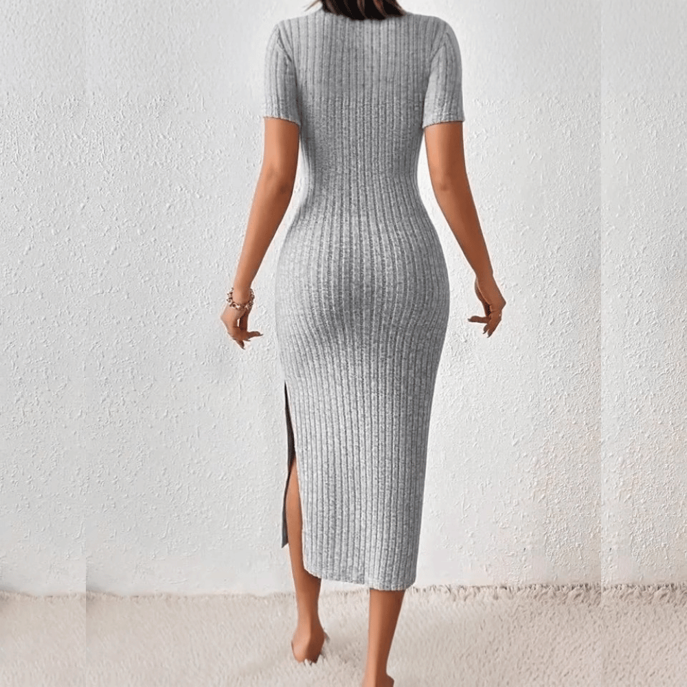 Dames gebreide midi jurk - elegante casual outfit voor elke gelegenheid