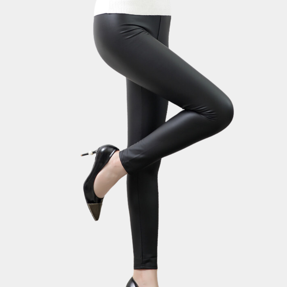 Dames zwarte leren broek - strakke stretch fit voor elke casual gelegenheid