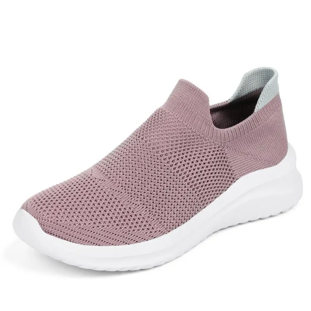 Dames slip-on trainers - ademende gebreide schoenen