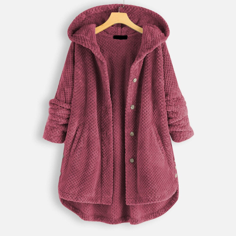 Dames oversized capuchonjack – pluche warmte voor dagelijks gebruik - lichte buitenjas voor de winter