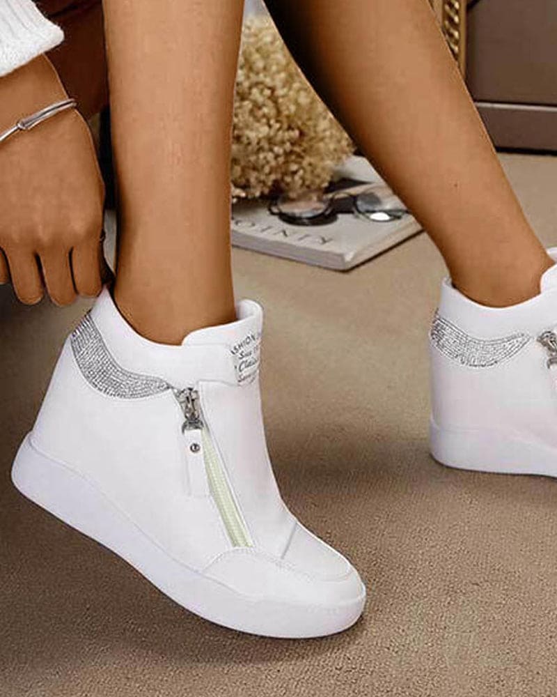Sneakers - dames wedge sneakers met ritssluiting