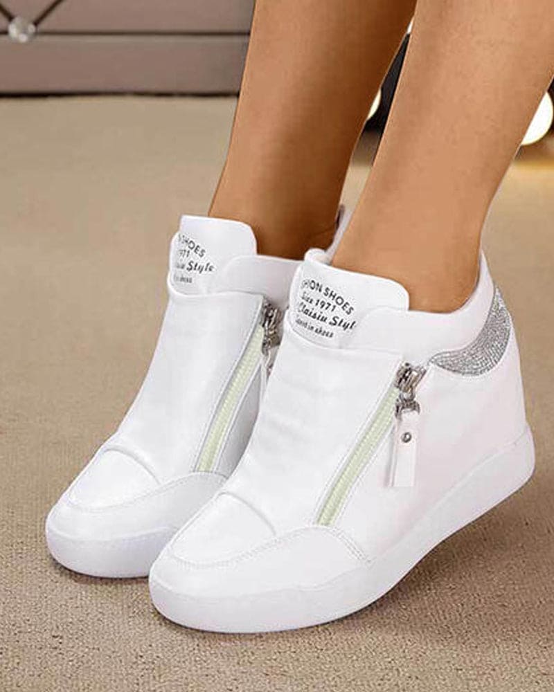 Sneakers - dames wedge sneakers met ritssluiting