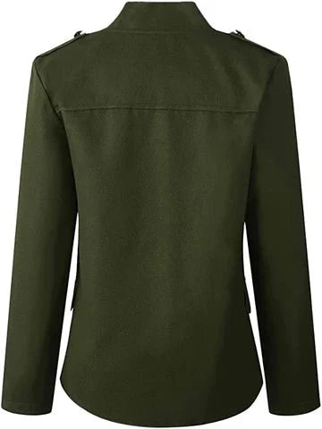 Militaire blazer - getailleerd dames jasje met gouden knopen en schouderdetails