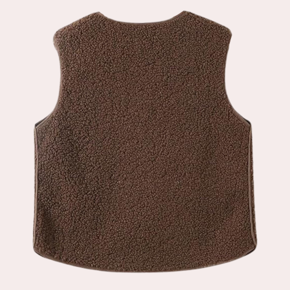 Sherpa vest - trendy knoop-up vest voor dames