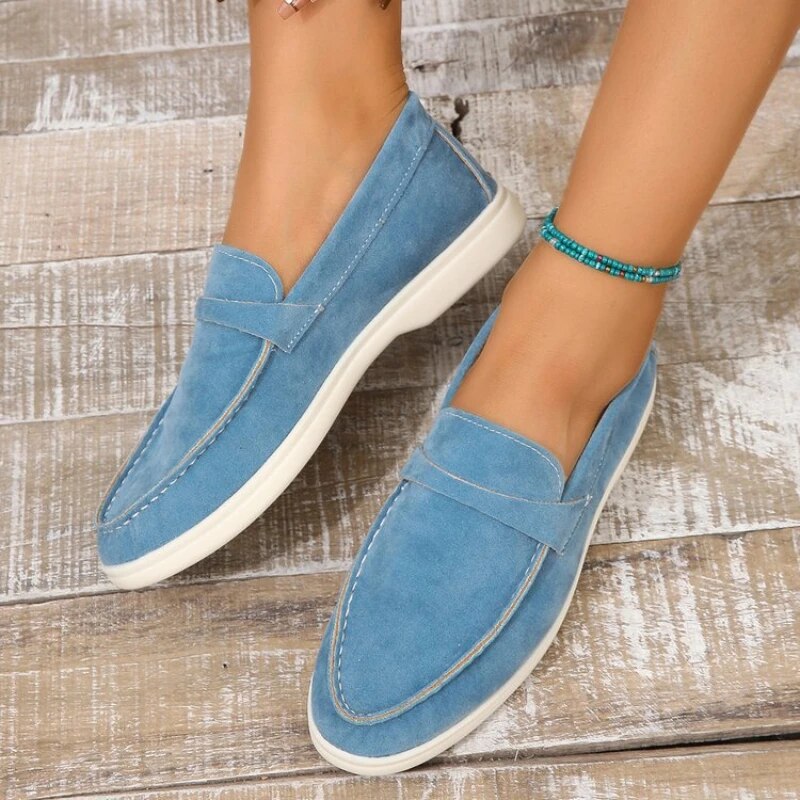 Slip-on loafers - suède dames instappers