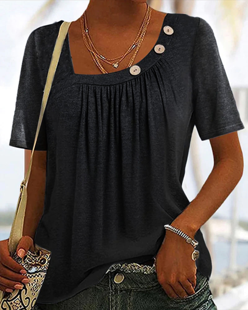 Grijze blouse met decoratieve knopen