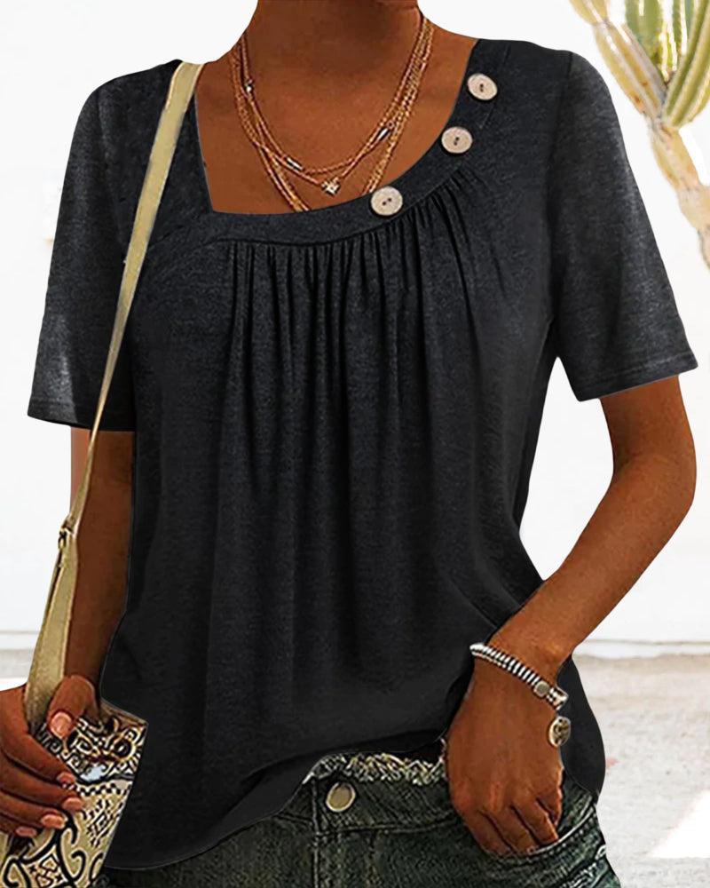 Grijze blouse met decoratieve knopen