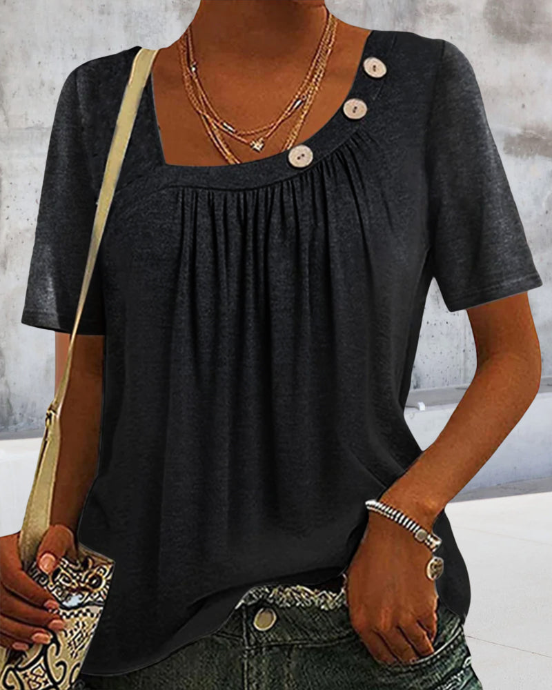 Grijze blouse met decoratieve knopen