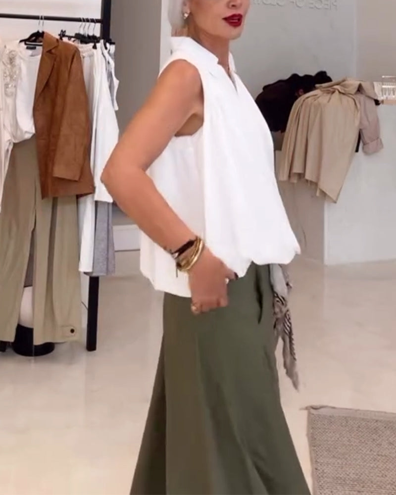 Blouse Mouwloos Kraag Los