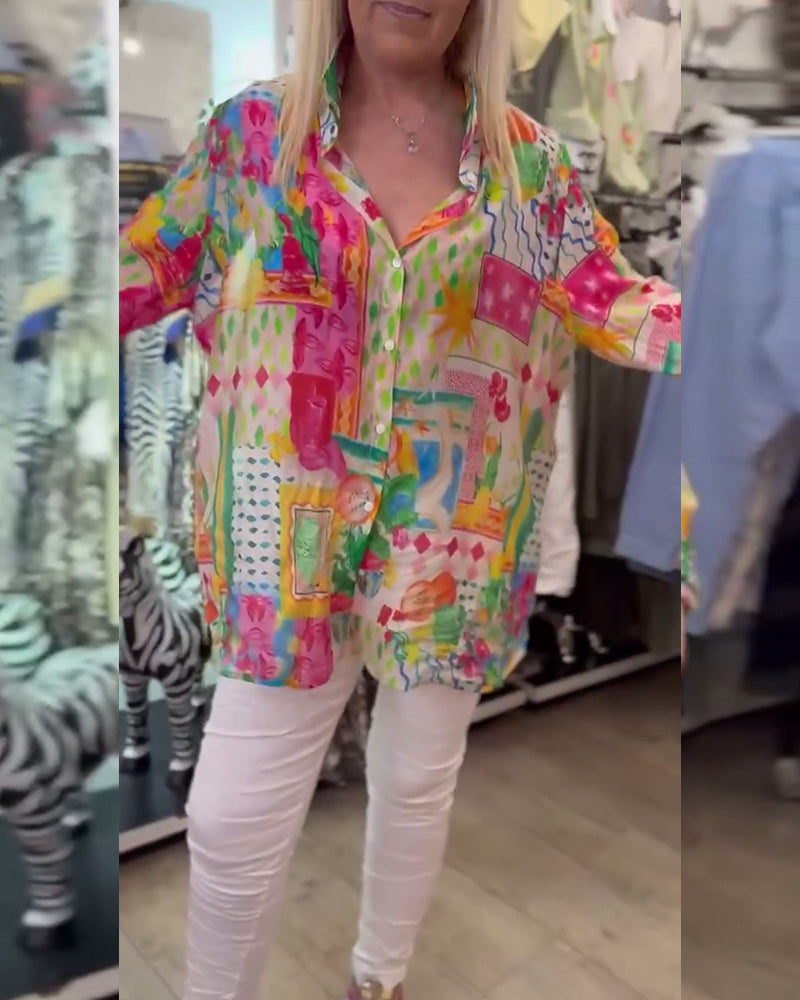 Shirt Kleurrijk Stijlvol Reverkraag