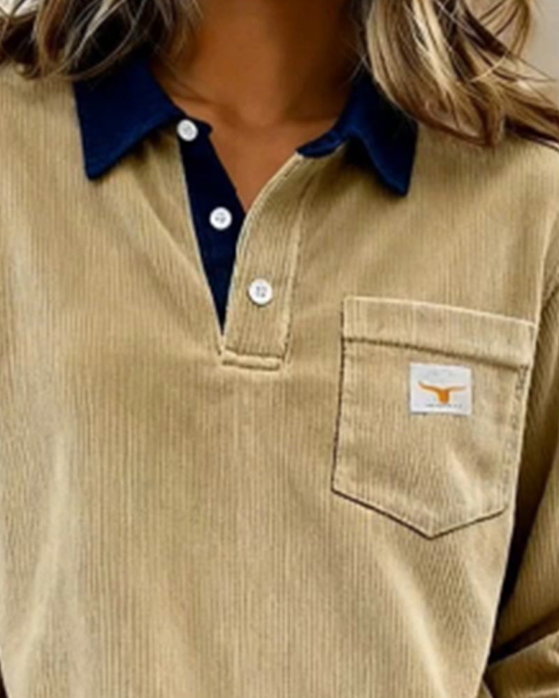 Modieuze Sweatshirt Met Button-Down Kraag