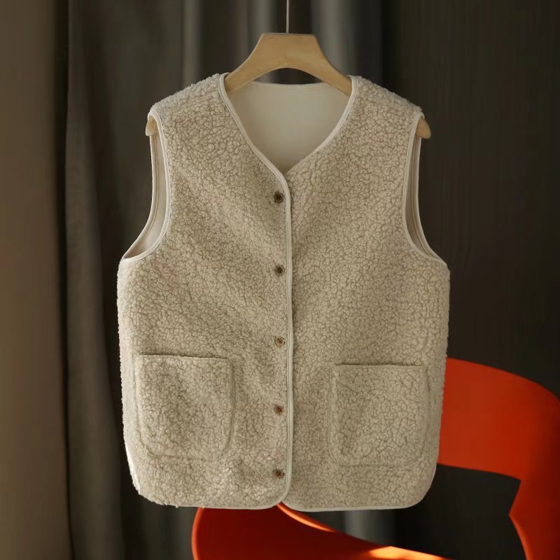 Sherpa vest - trendy knoop-up vest voor dames