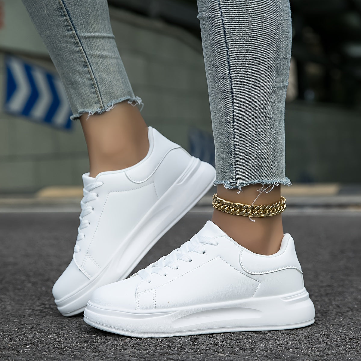 Dames leren sneakers - stijlvolle witte lage trainers