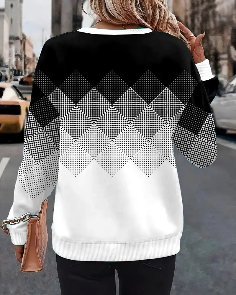 Trui Ruit Print Ronde Hals