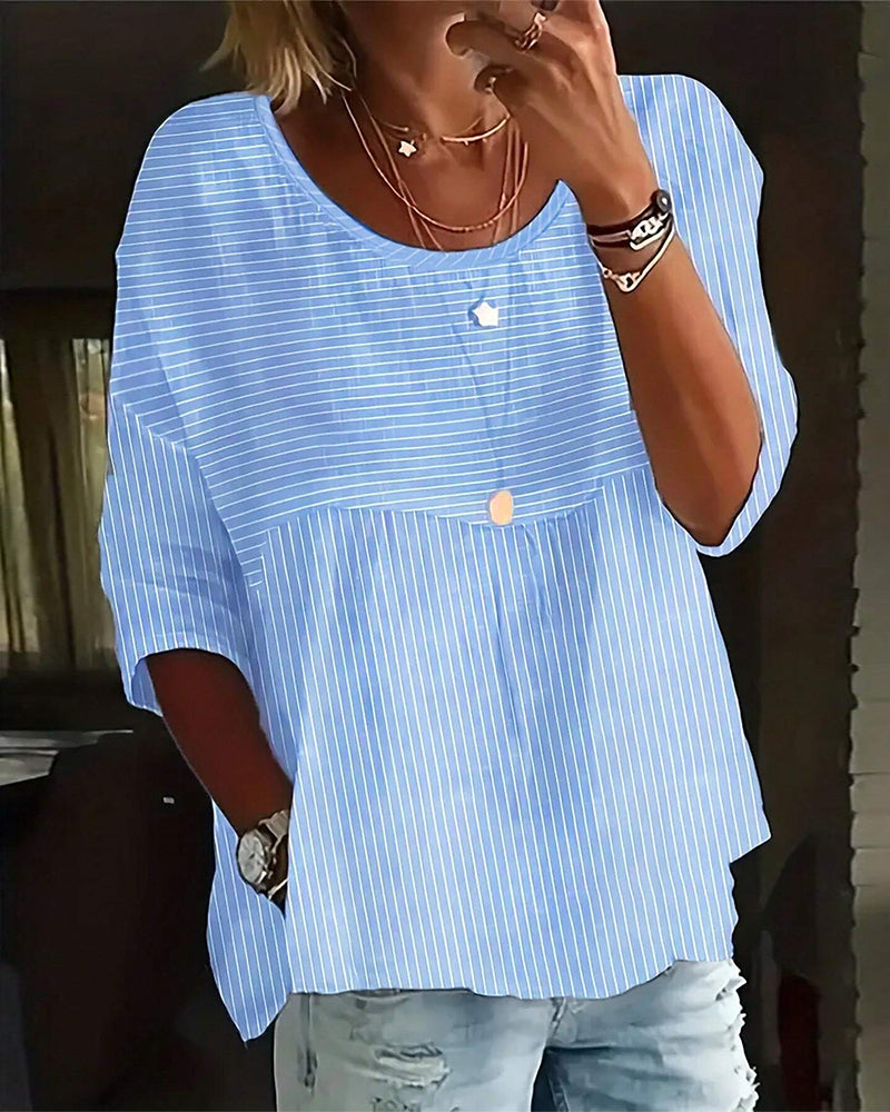 Casual top met gestreepte print en ronde hals