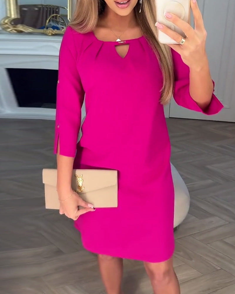 Jurk Elegant Effen Kleur Hol Recht