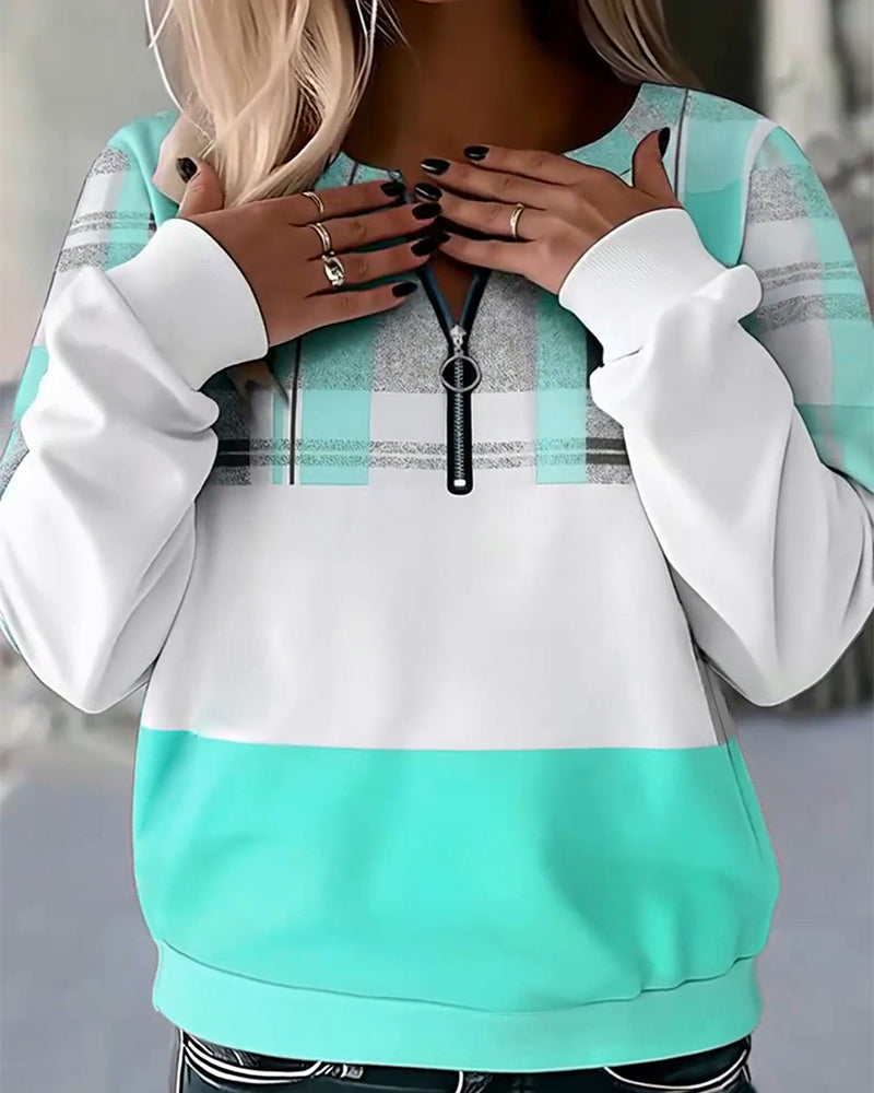 Sweatshirt Casual Geruit Contrastkleur