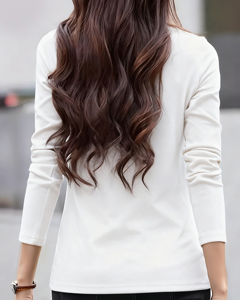 Top Slim Fit Geplooid Lange Mouw