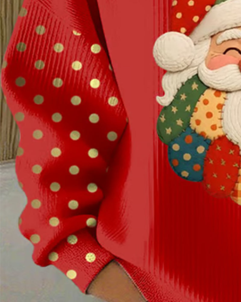 Gestreepte Sweatshirt Met Kerstprint En Stippenpatroon