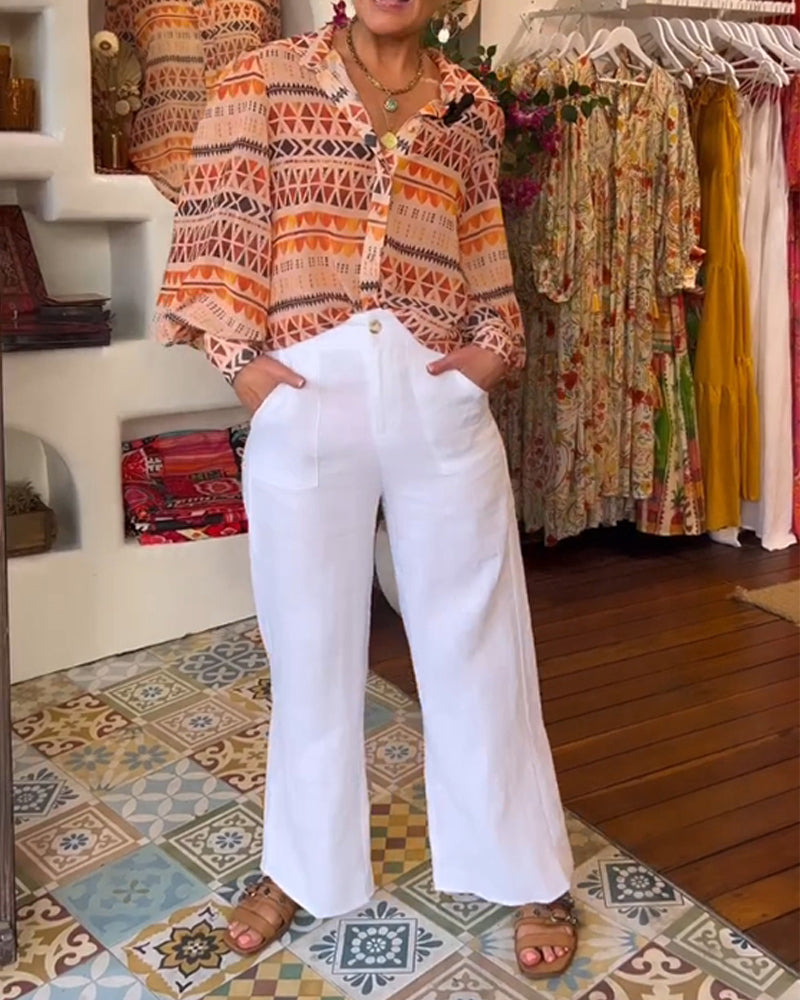 Overhemd met revers en retroprint