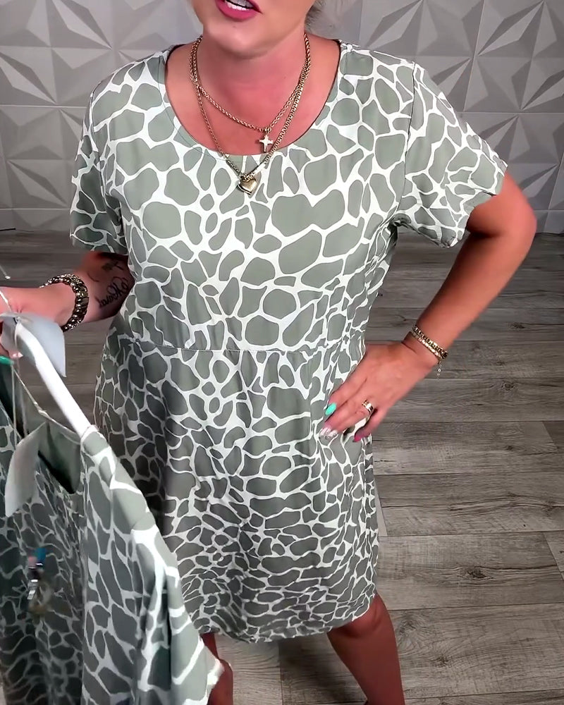 Casual jurk met ronde hals en print