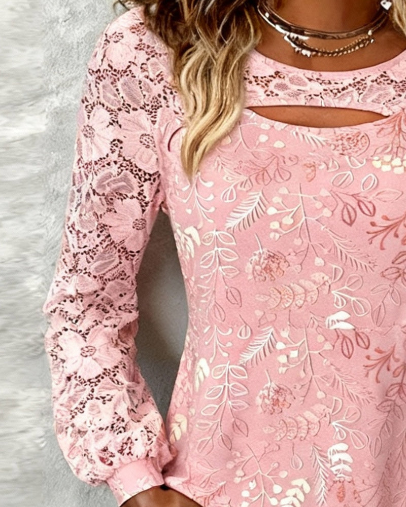Modieuze Blouse Met Uitsparingen En Patchworkdetails