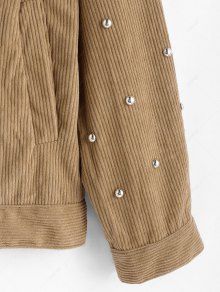 Corduroy jacket - stijlvolle beige damesjack met studs