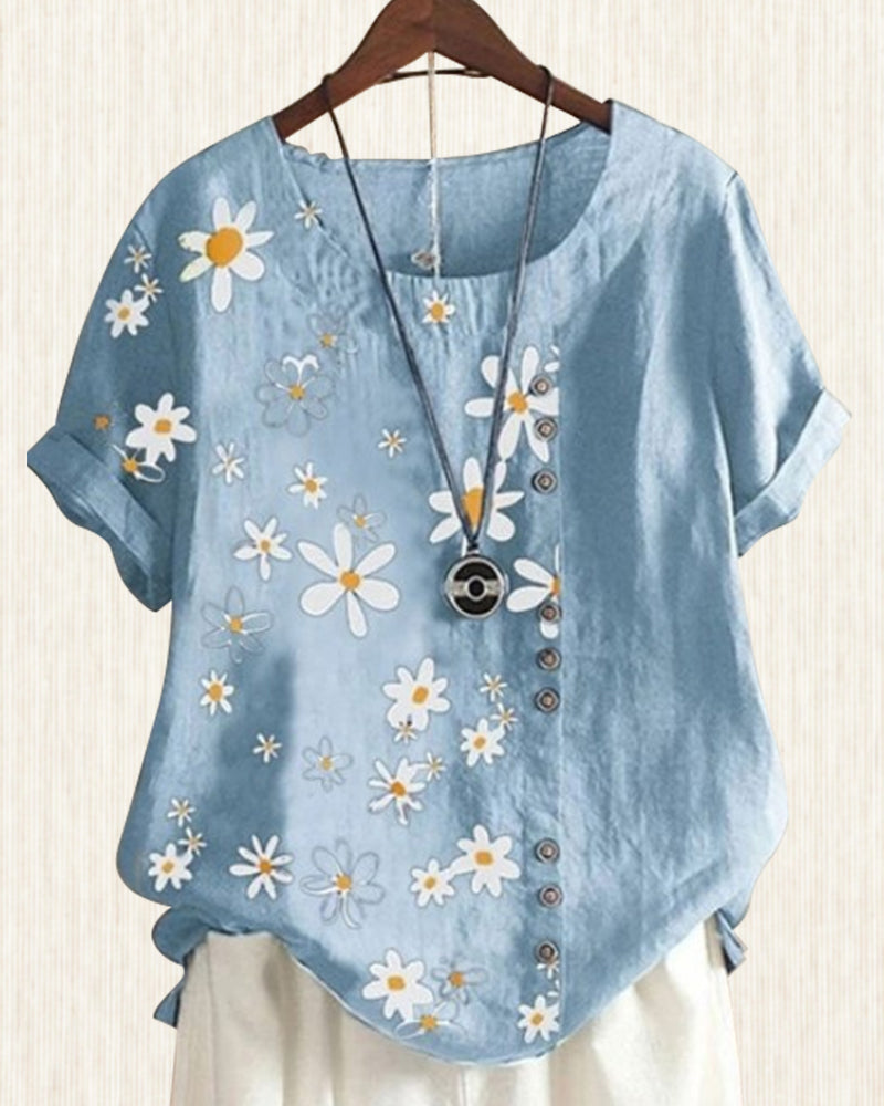 Shirt met korte mouwen van los katoen