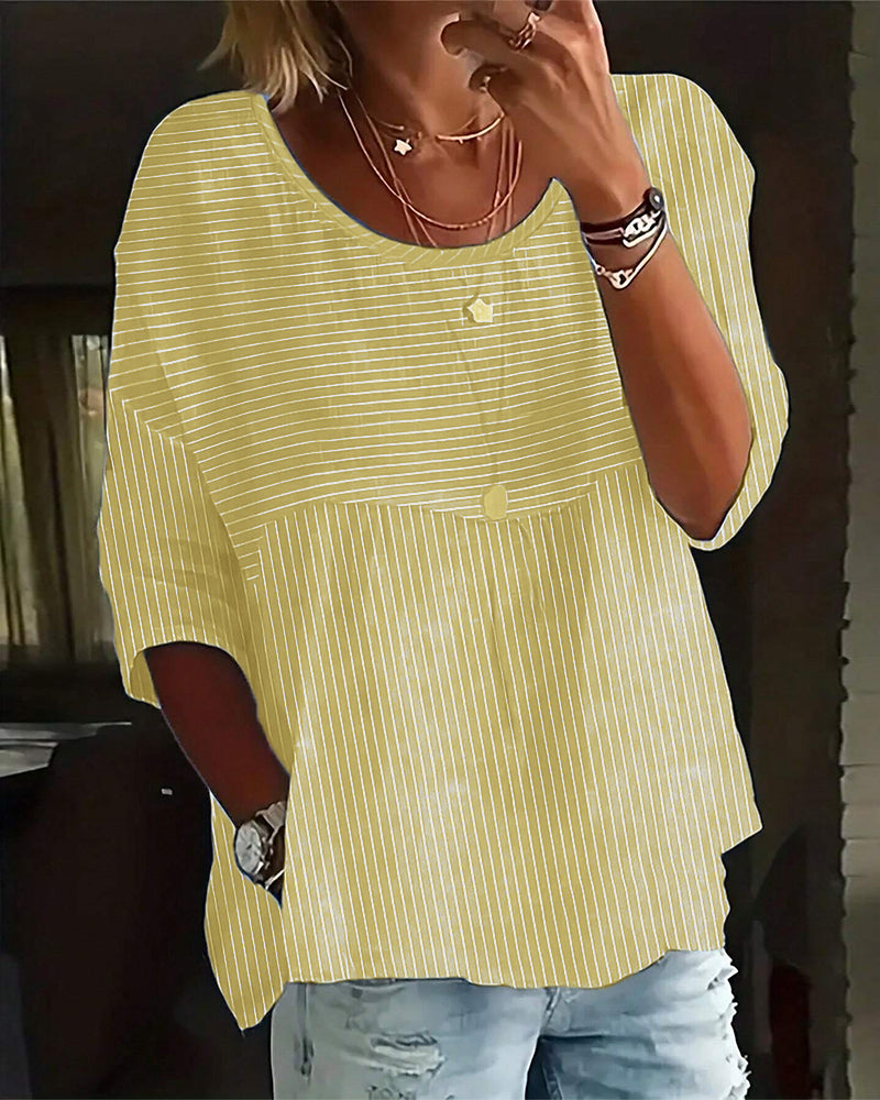 Casual top met gestreepte print en ronde hals