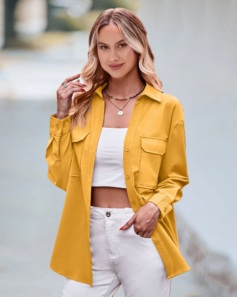 Casual blouse met lange mouwen in effen kleur