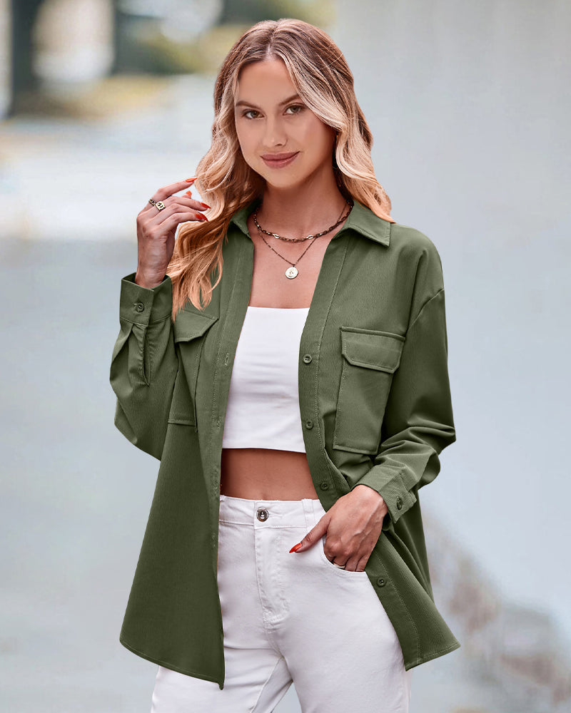 Casual blouse met lange mouwen in effen kleur