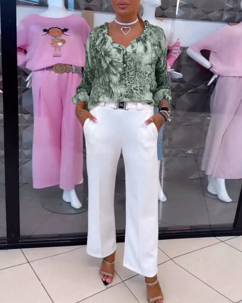 Blouse V-hals Bloemenprint