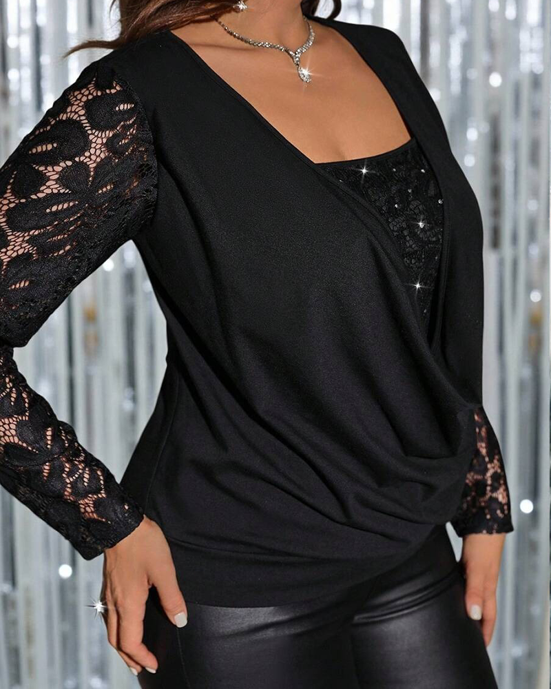 Top Kant Nep Tweedelig Patchwork