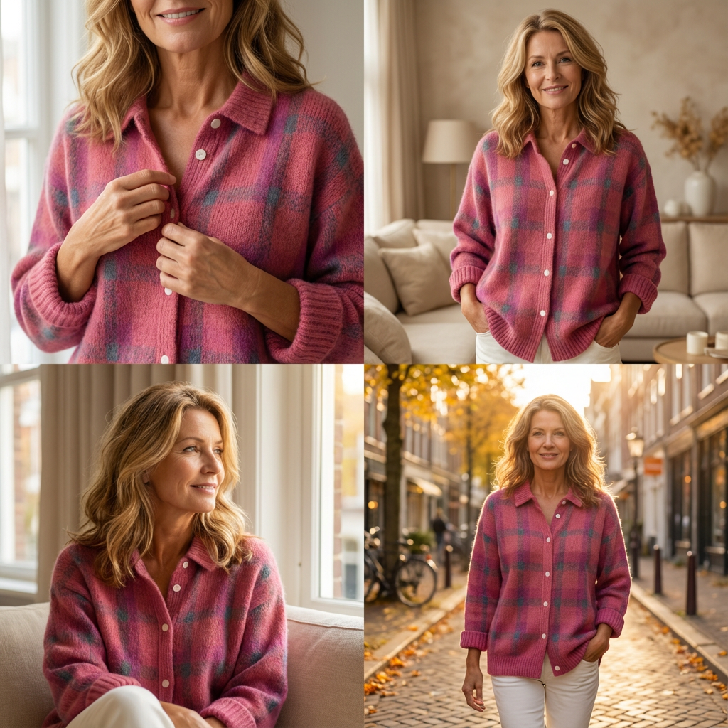 Noelle – Zachte Geruite Overshirttrui