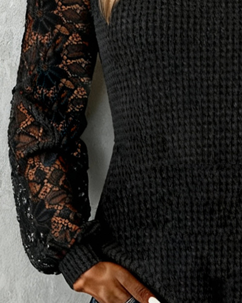 Top Kant Sexy Lapwerk Lange Mouw