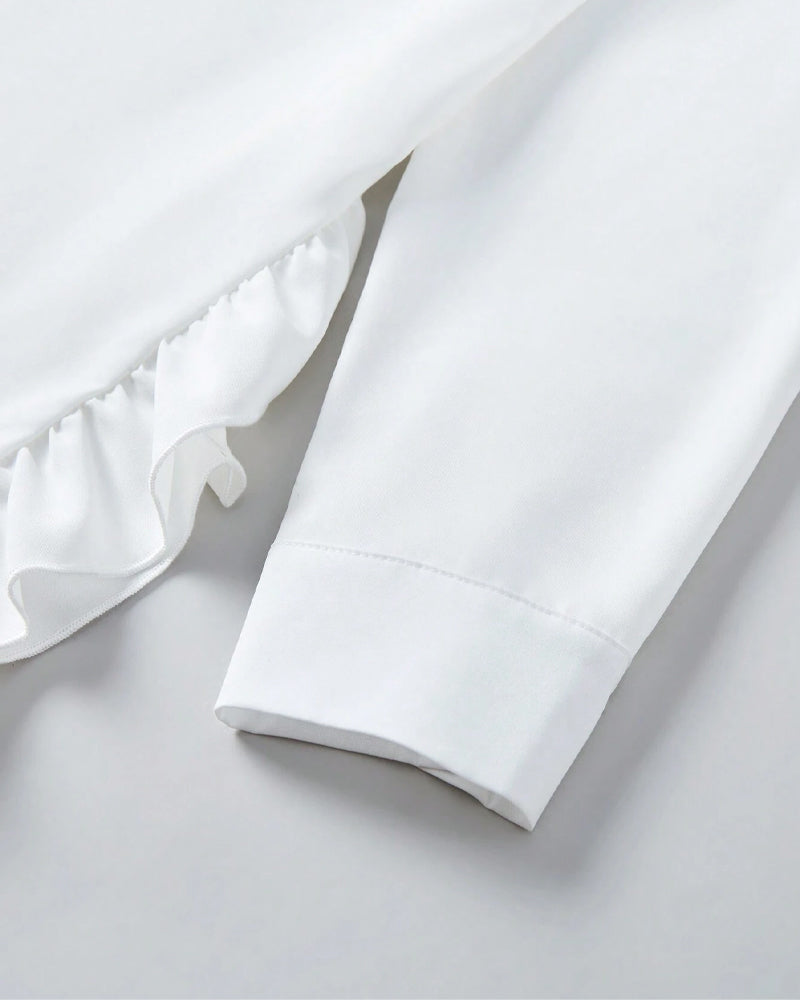 Effen overhemd met revers en ruches