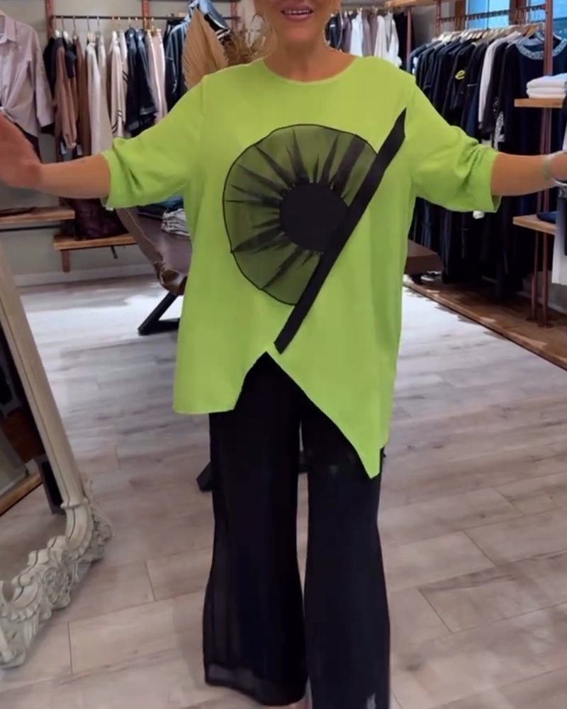 T-Shirt Bloemenprint Korte Mouwen Casual