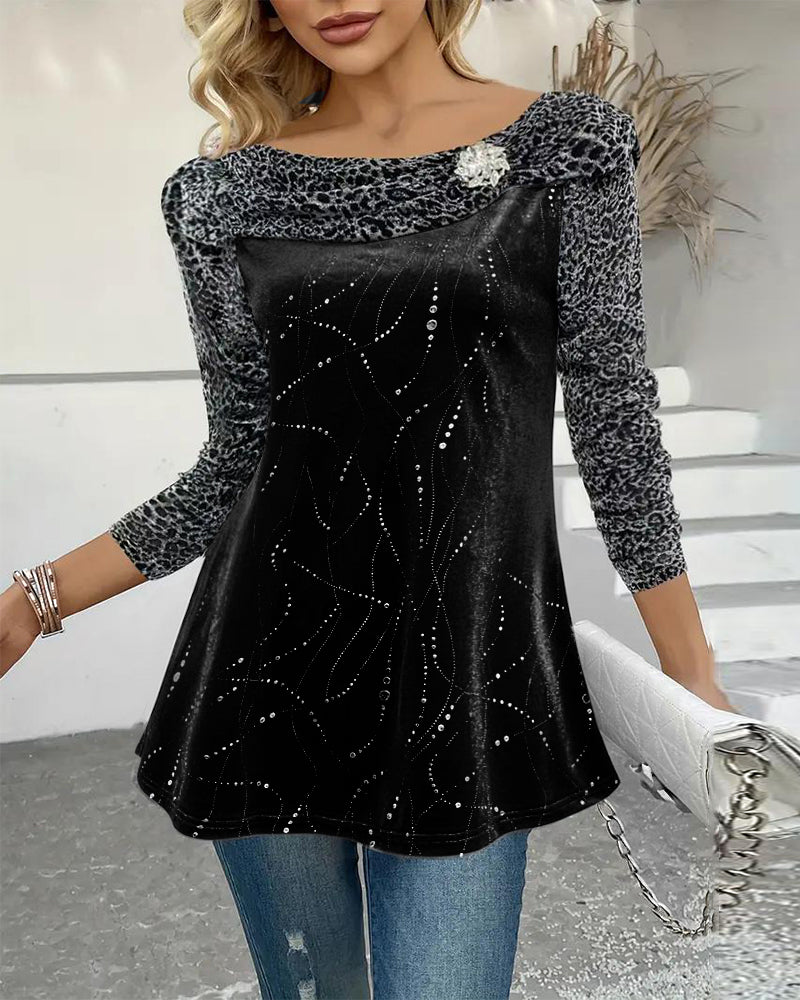 Lange Mouwen Top Met Luipaardprint