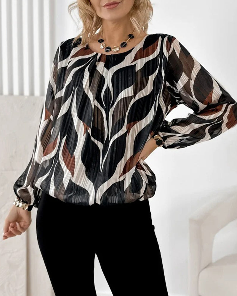 Blouse Met Lantaarnmouwen En Ronde Hals