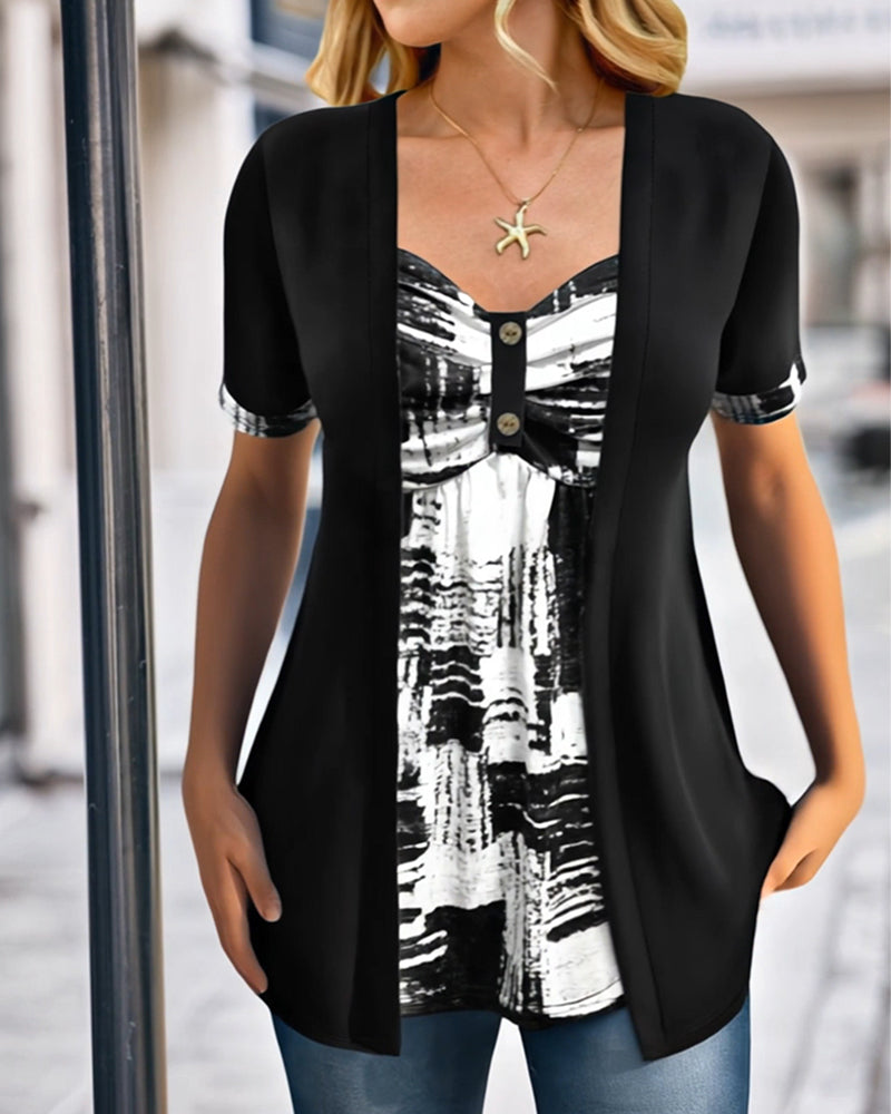 Blouse Bedrukt Nep Tweedelig Onregelmatig