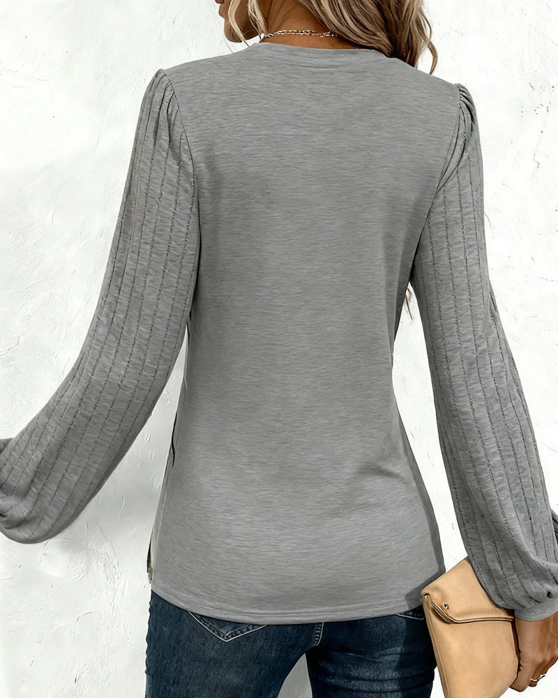 Top Met Gestreept Print-Lantaarnmouw