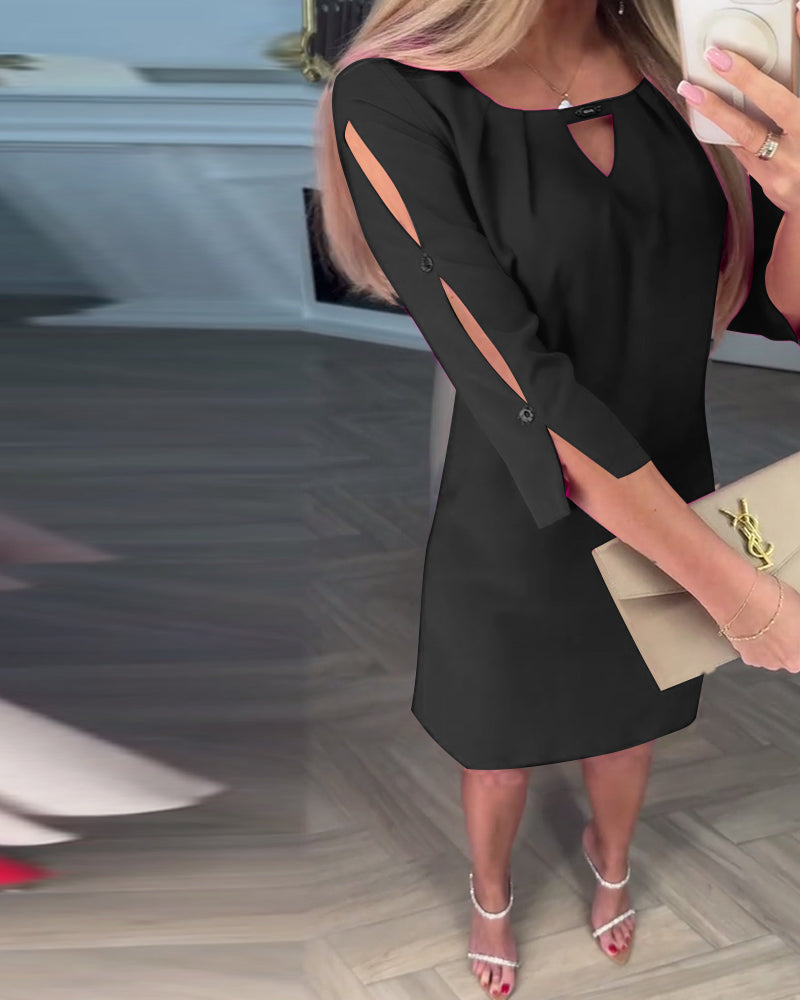 Jurk Elegant Effen Kleur Hol Recht