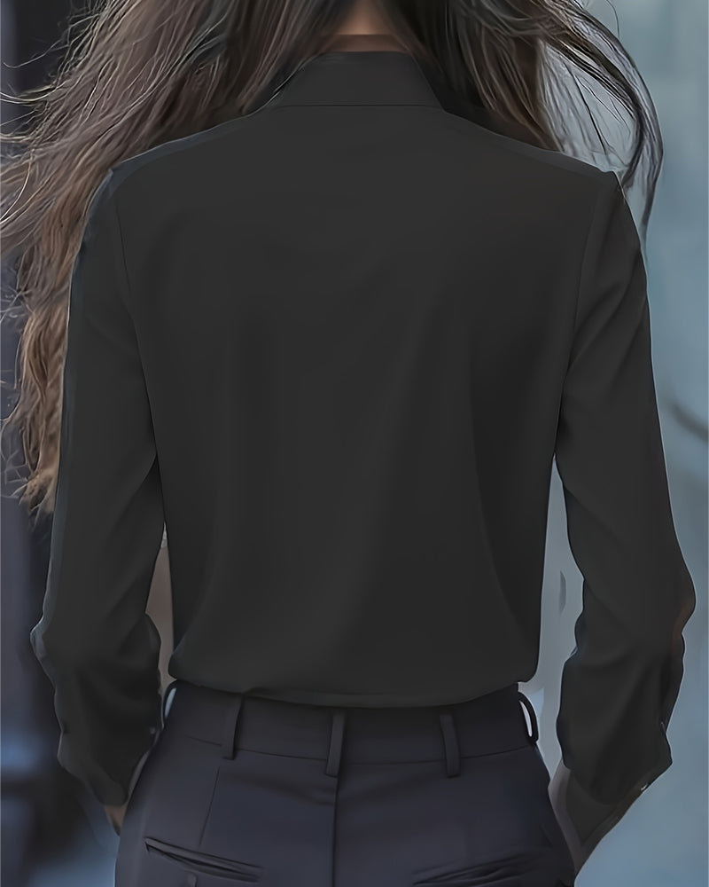 Lange Mouw Blouse Met Strik En Ruches