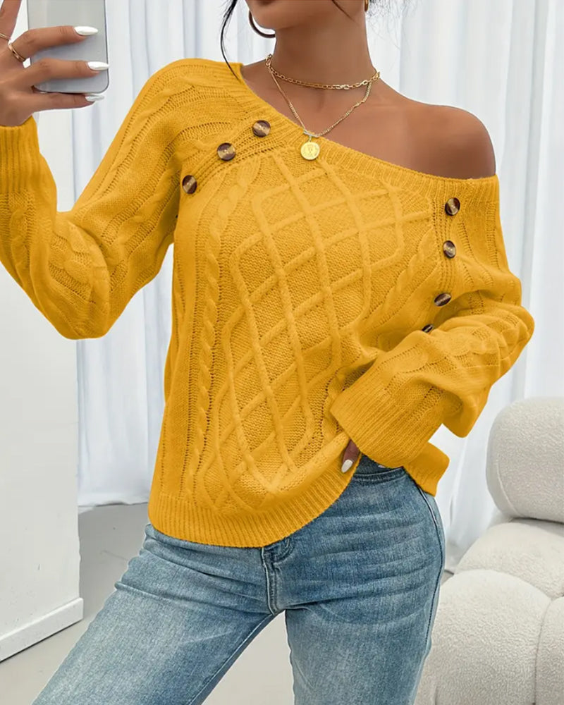 Trui Effen Raglanmouwen Gesp Kabelssteek