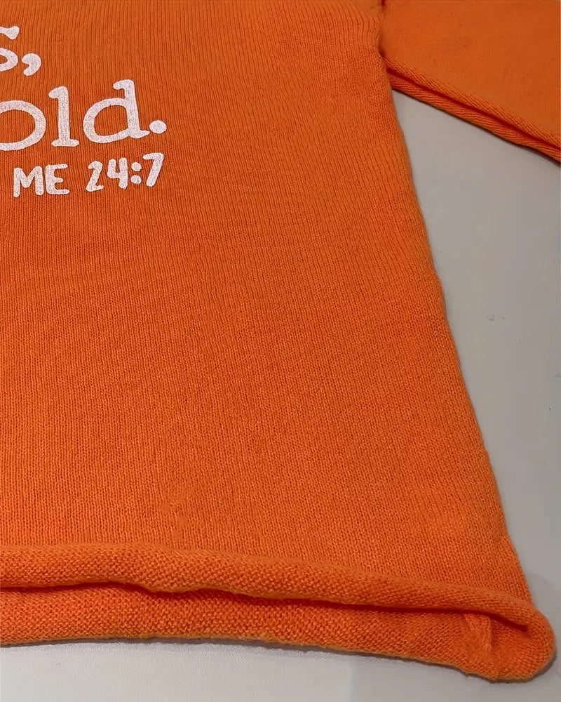 Trui V-hals Letterprint Wijd Casual