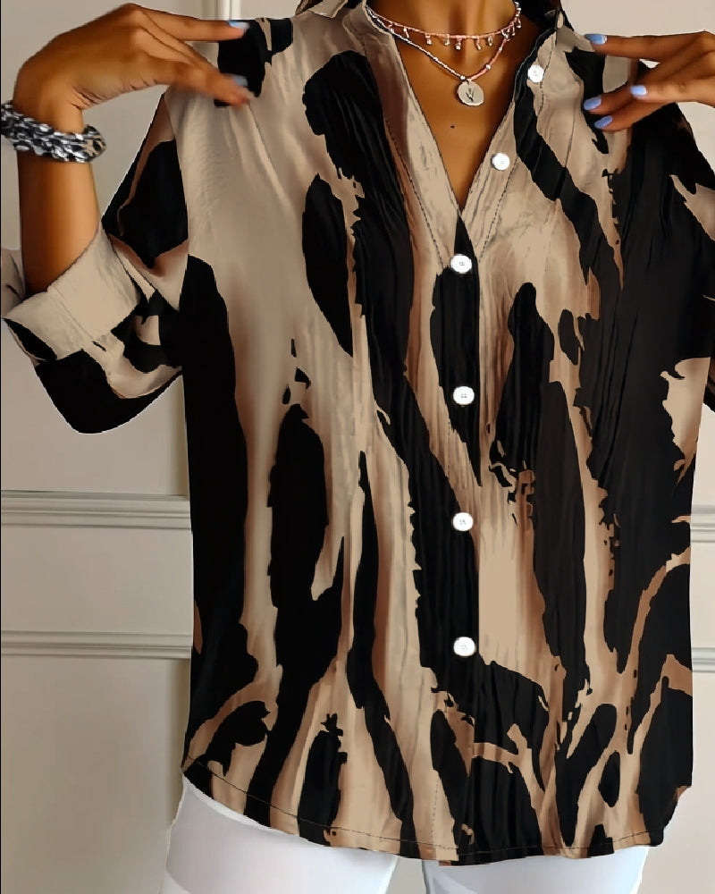 Bloes Staande Kraag Onregelmatig Bedrukt