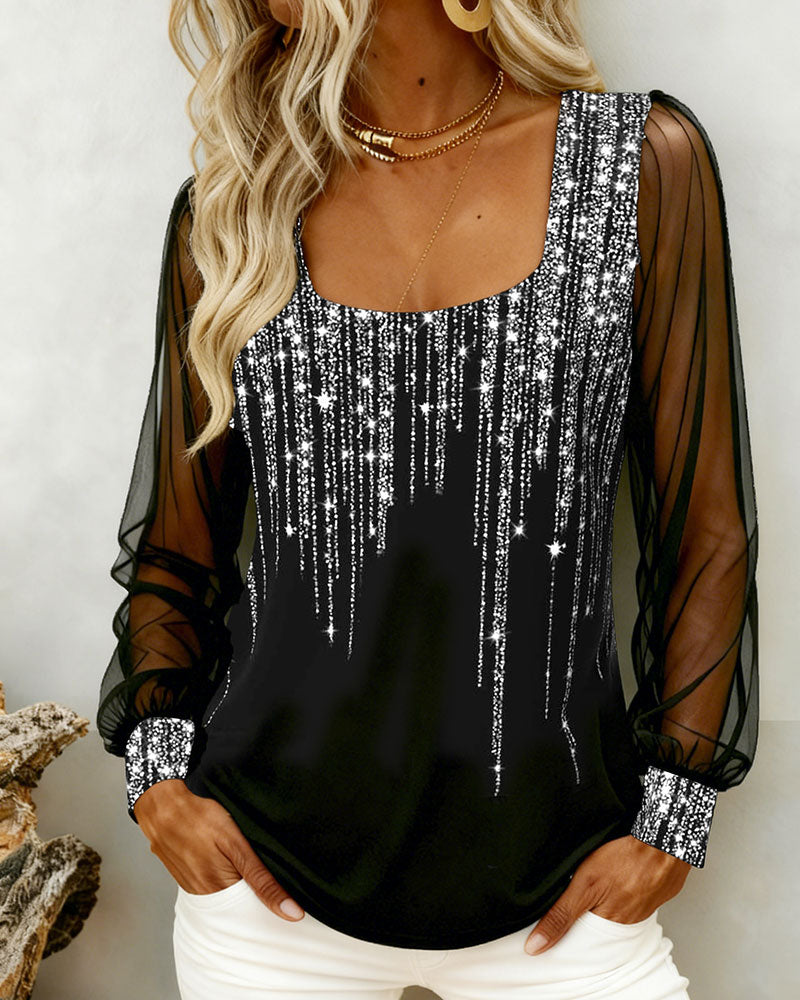 Modieuze Langmouwige Top Met Patchworkdetails