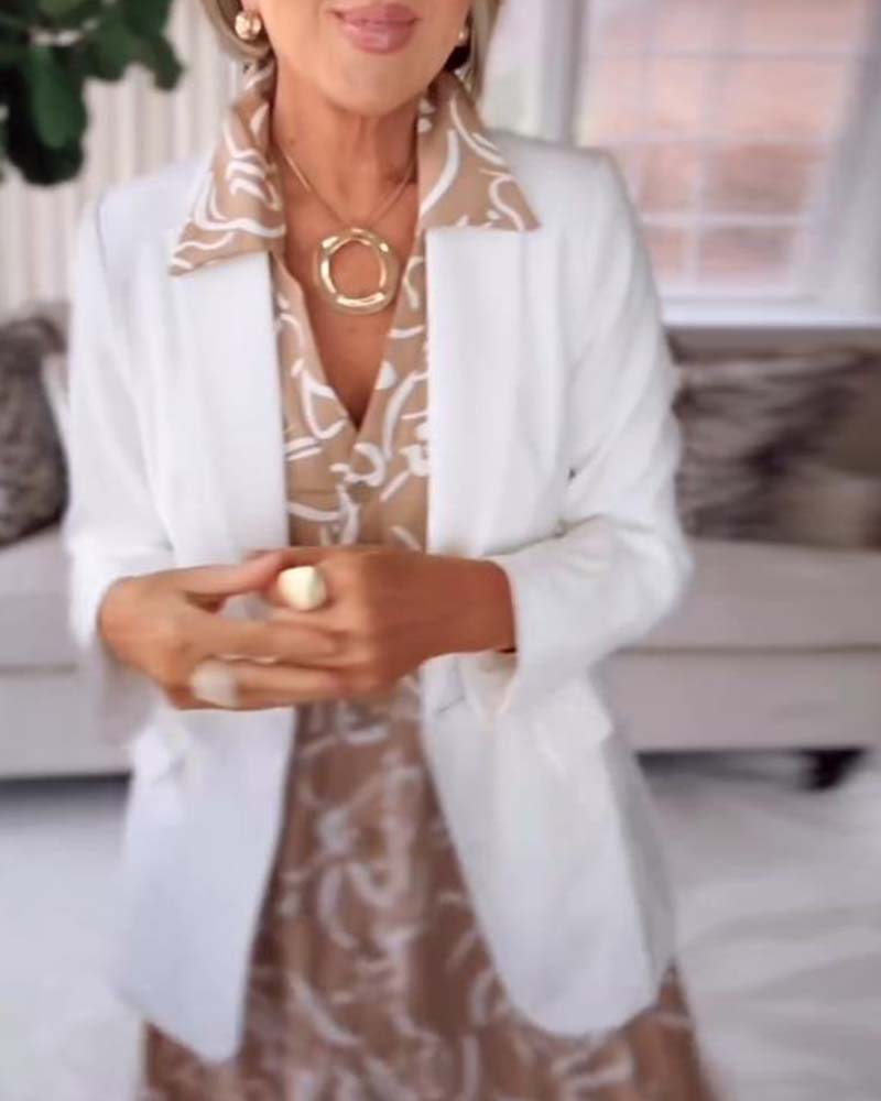 rok Met Short-sleeved Pocket Jurk Met Geometrische Prints Stijl